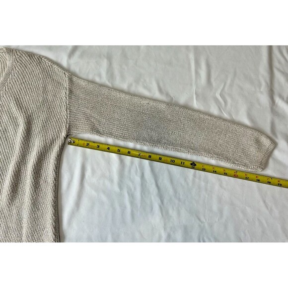 a.n.a. NEW APPROACH V-Neck Tunic Sweater-Cream/Ivory w Gold Metallic Thread Sz M - Picture 11 of 11